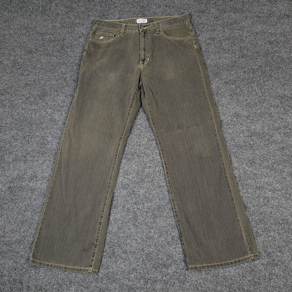 DKNY Jeans City Performance Denim Mens 33x32 Olive Green Brown Cotton Pants